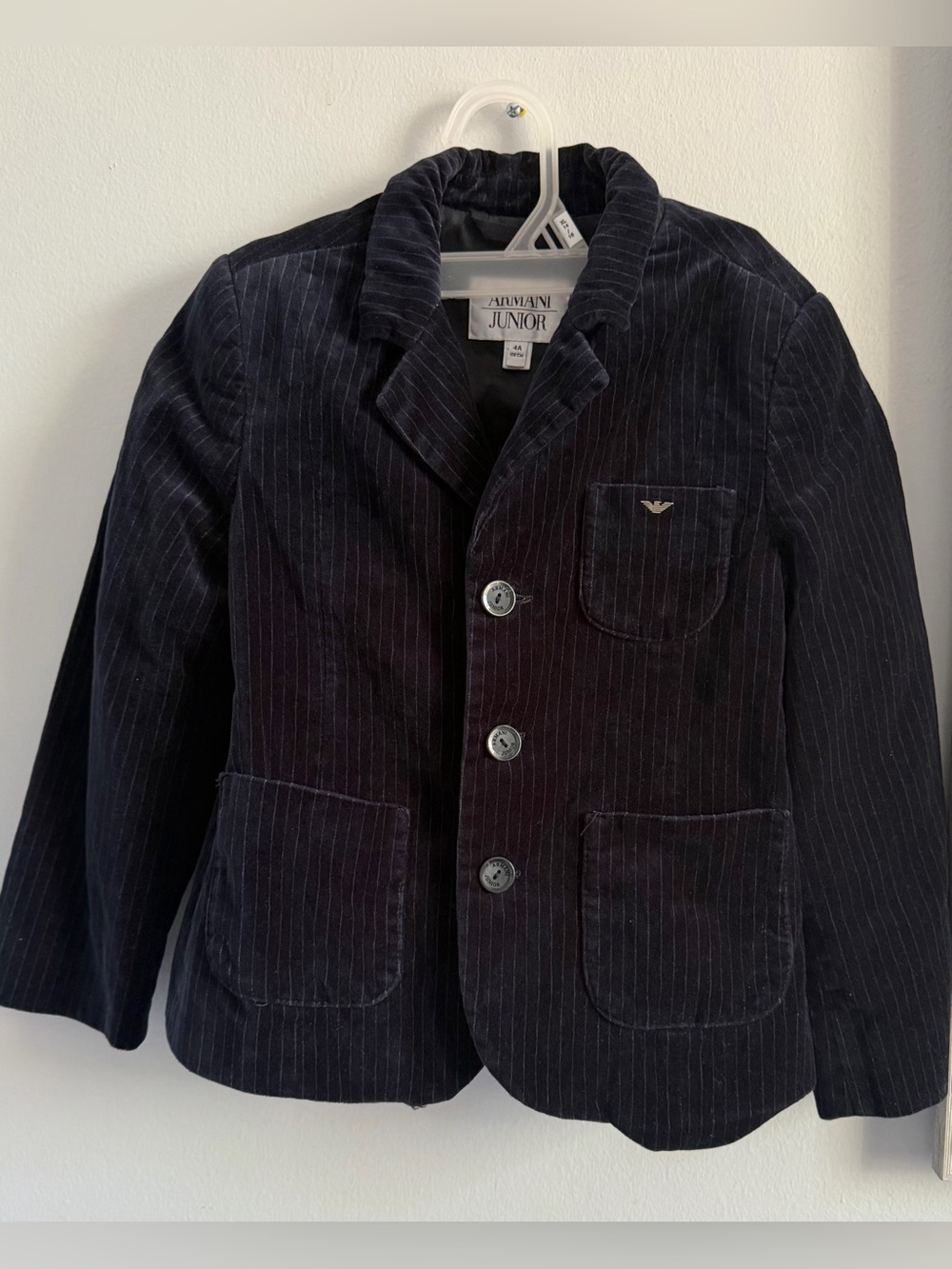 Armani Junior Navy Pinstripe Blazer Jacket